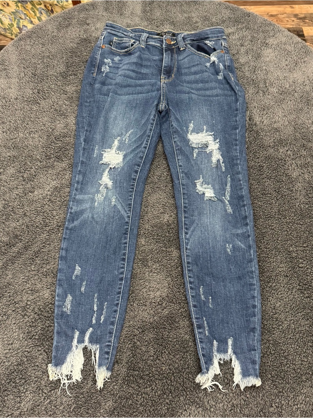 Judy Blue Distressed Skinny Fit Jeans JB82230DK Size 5/27 Dark Wash